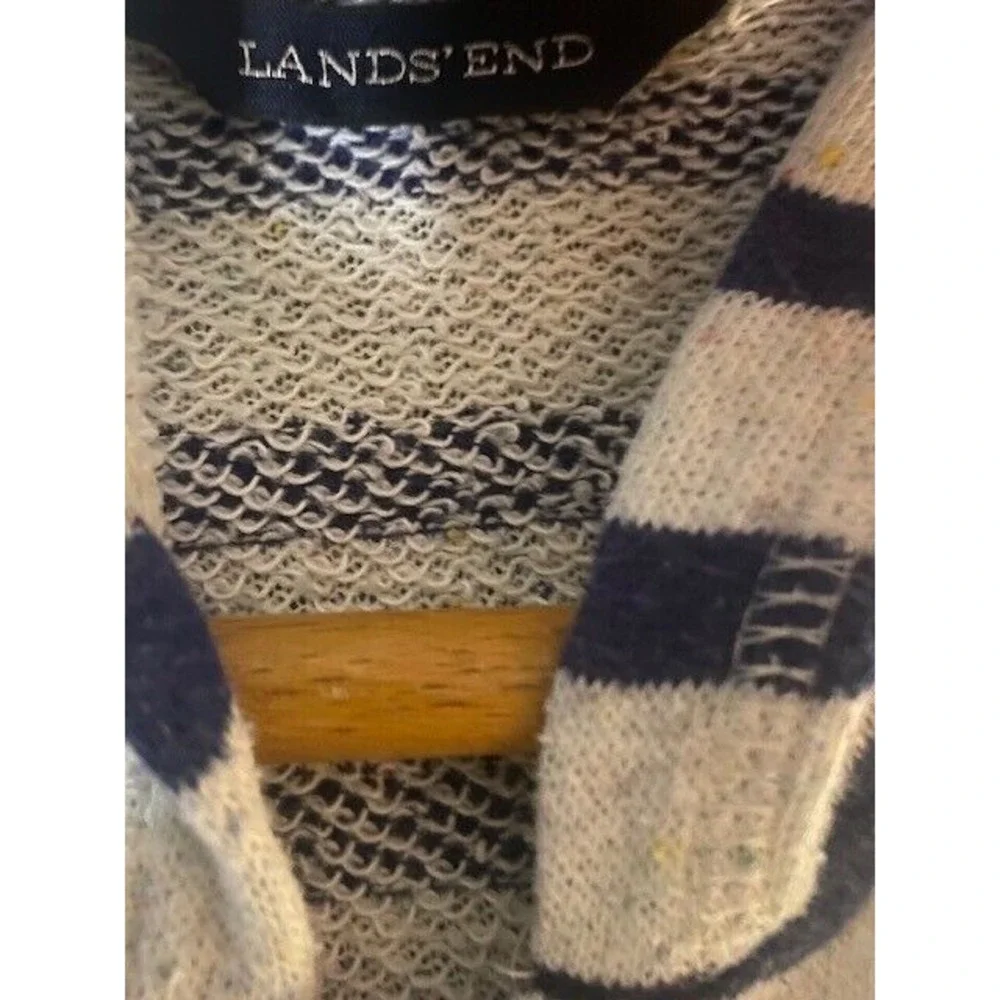LANDS END Robe Girls XL 16+ Striped Full Zip HOODIE Long‎ Sleeve HEART POCKETS